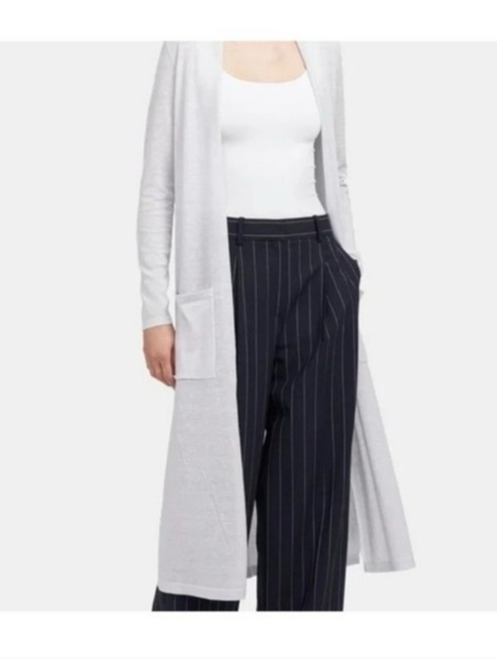 Theory Torina Open-Front Duster Cardigan Wool Linen Blend Size Small